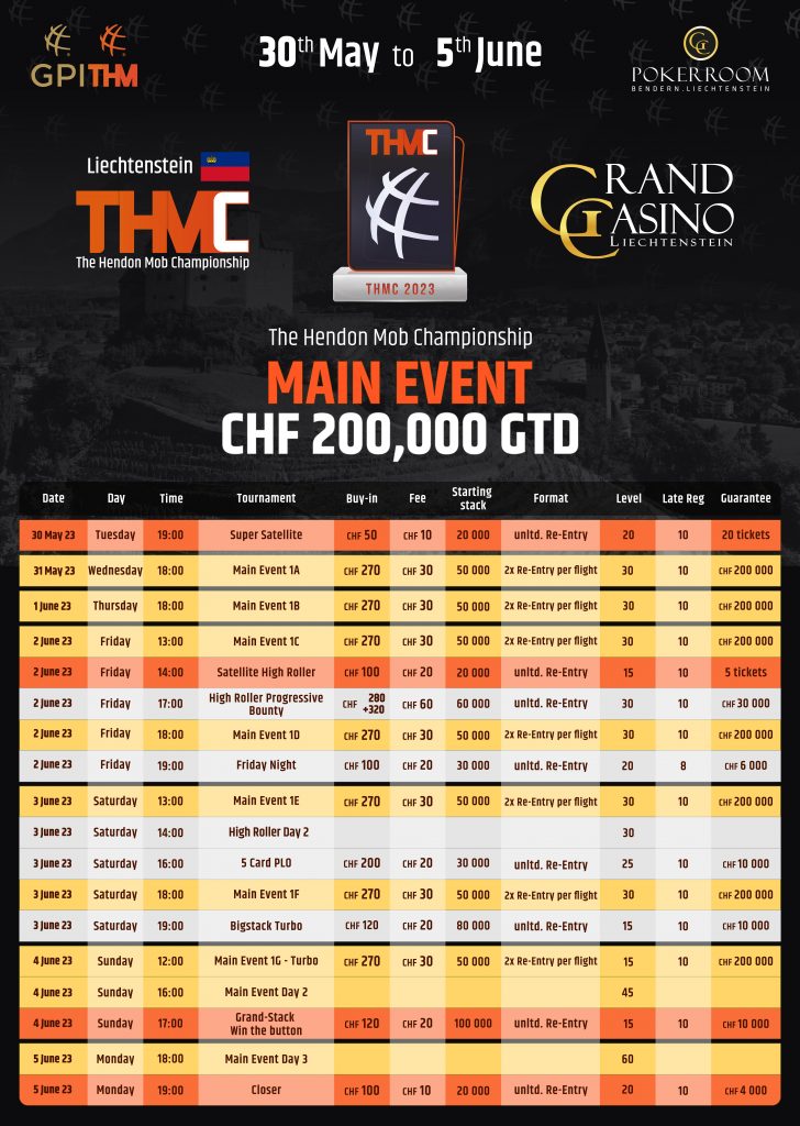 THMC Liechtenstein Festival Schedule Unveiled - The Hendon Mob